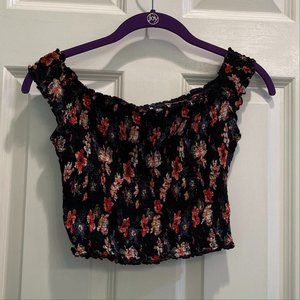 Floral ruched crop top